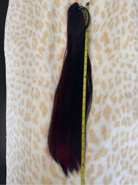 24” Black and Burgundy Clip-In Hair Extension